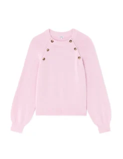 Rondehalstrui met sierknopen - roze