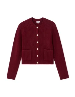 Rood vest met lange mouwen en knoopsluiting