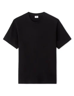 Ruimvallend T-shirt met ronde hals en plissé - Zwart