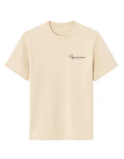 Ruimvallend T-shirt met ronde hals, 100% katoen, stadspRint - Beige