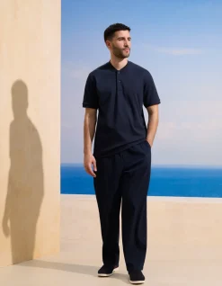 Saint-Tropez - Marineblauwe stretchkatoenen polo