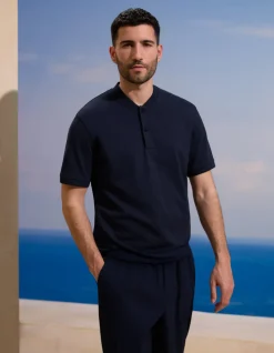 Saint-Tropez - Marineblauwe stretchkatoenen polo