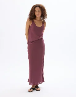 Satijnen midirok - violet