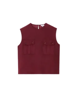 Satijnen mouwloze blouse - vijg