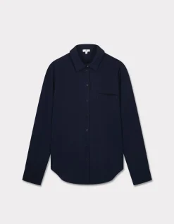 Satijnen overhemd - marineblauw
