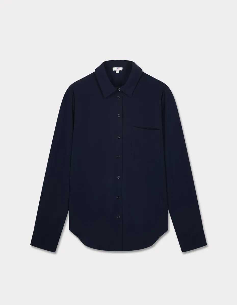 Satijnen overhemd - marineblauw