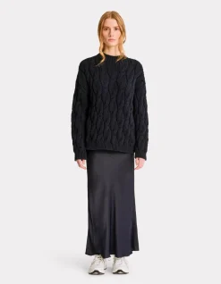 Satijnen rok - marineblauw