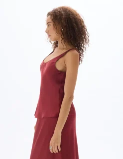 Satijnen tanktop Regular Fit - rood