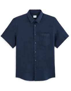 Shirt Regular Fit 100% linnen - marineblauw