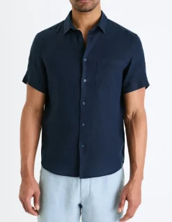 Shirt Regular Fit 100% linnen - marineblauw