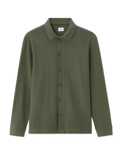 Shirt regular fit gebreid katoen modal - kaki