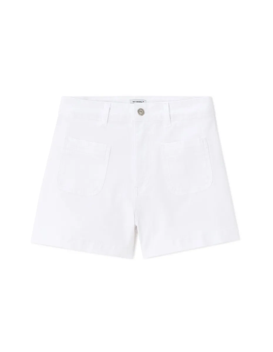 Short met decoratieve zakken - wit