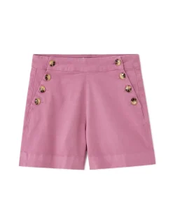 Short met sierknopen - roze