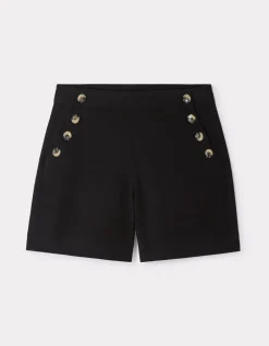 Short met sierknopen - zwart