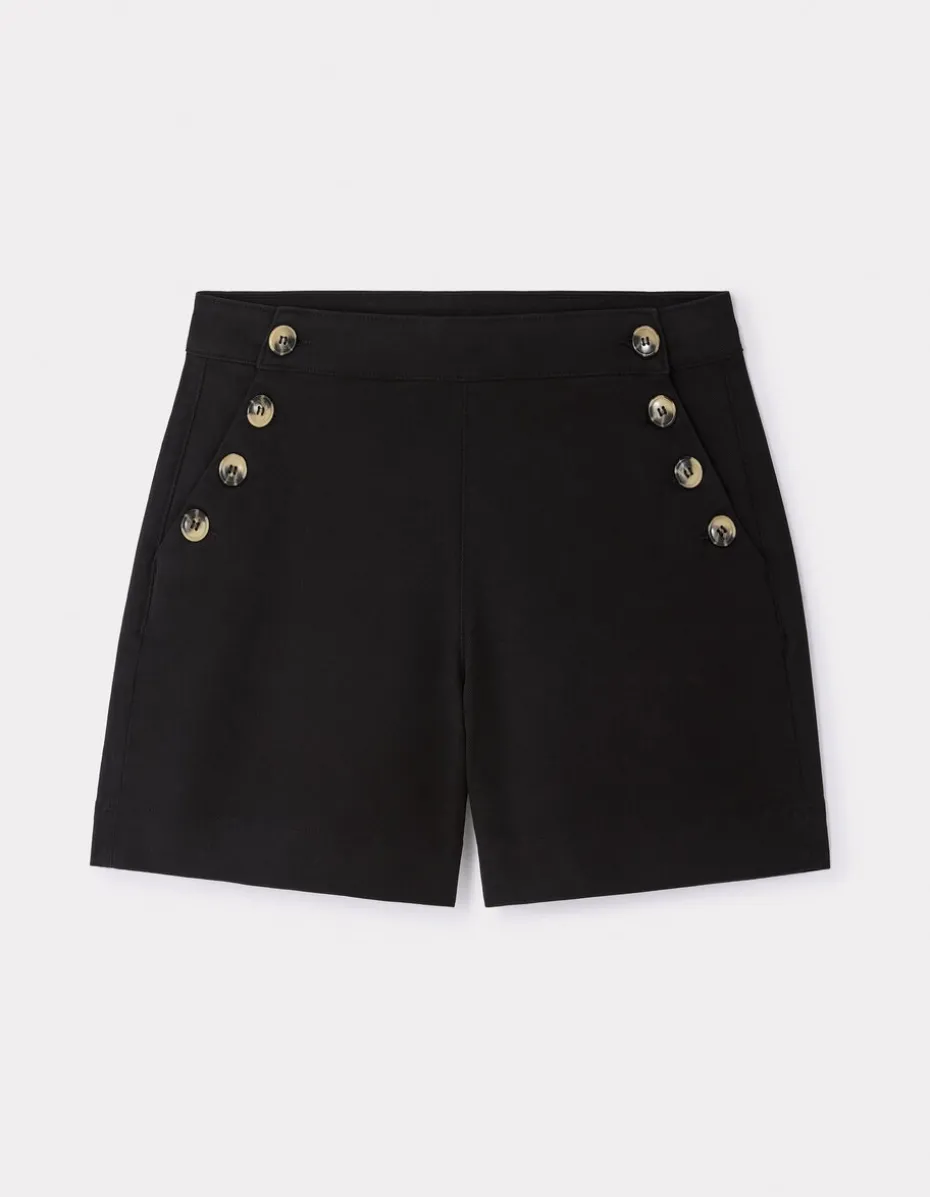 Short met sierknopen - zwart