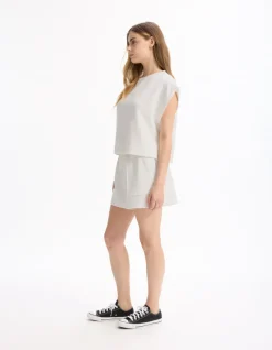 Short met wijde pijpen - ecru