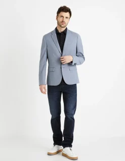 Slim fit blouse in stretch katoen - zwart