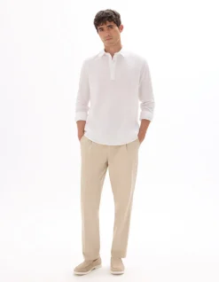 Slim fit broek katoen linnen stretch - Beige