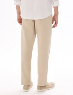 Slim fit broek katoen linnen stretch - Beige