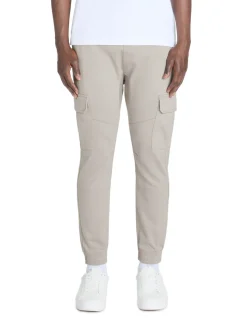 Slim fit cargobroek 100% stretchkatoen - grijs