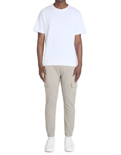 Slim fit cargobroek 100% stretchkatoen - grijs
