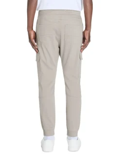 Slim fit cargobroek 100% stretchkatoen - grijs