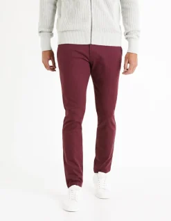 Slim fit chinobroek van katoenstretch - bordeaux