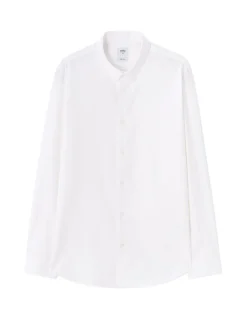 Slim fit dobby 100% katoen overhemd - wit