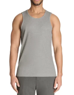 Slim fit gemengde katoen tanktop - grijs