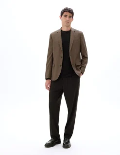Slim fit geruite blazer - bruin