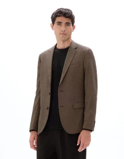 Slim fit geruite blazer - bruin