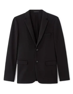 Slim fit geweven stretch blazer - zwart