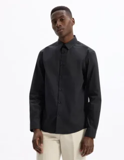 Slim fit hemd van stretchkatoen - zwart