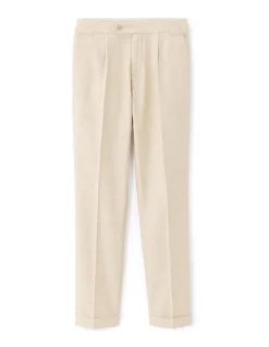 Slim fit katoen-linnen chino broek - beige