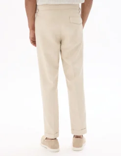 Slim fit katoen-linnen chino broek - beige