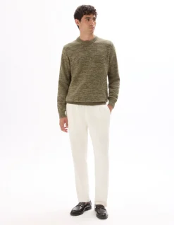 Slim fit katoen-linnen stretch broek - ecru