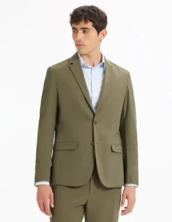 Slim fit kreukvrij blazer - khaki