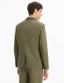 Slim fit kreukvrij blazer - khaki
