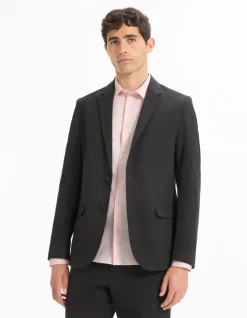 Slim fit kreukvrij blazer - zwart