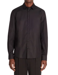 Slim fit overhemd 100% katoen popeline - zwart