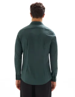 Slim fit Overhemd in stretchkatoen - Groen