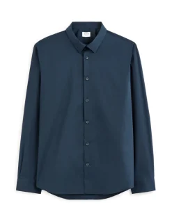 Slim fit overhemd van stretchkatoen - marine