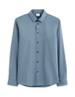 Slim fit overhemd van stretchkatoen - blauw