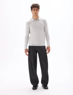 Slim fit polotrui van 100% katoen - gemêleerd grijs