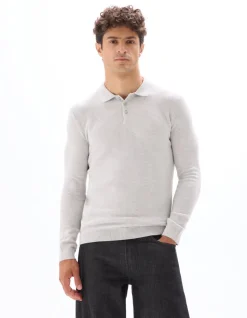 Slim fit polotrui van 100% katoen - gemêleerd grijs
