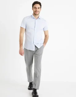 Slim fit shirt in stretchkatoen - lichtblauw