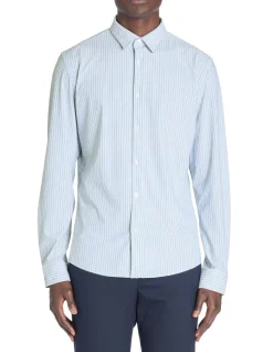 Slim fit shirt met Franse kraag - blauw