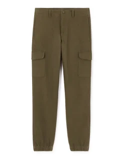 Slim fit stretch katoenen cargobroek - kaki