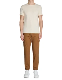Slim fit stretch katoenen cargobroek - beige