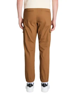 Slim fit stretch katoenen cargobroek - beige